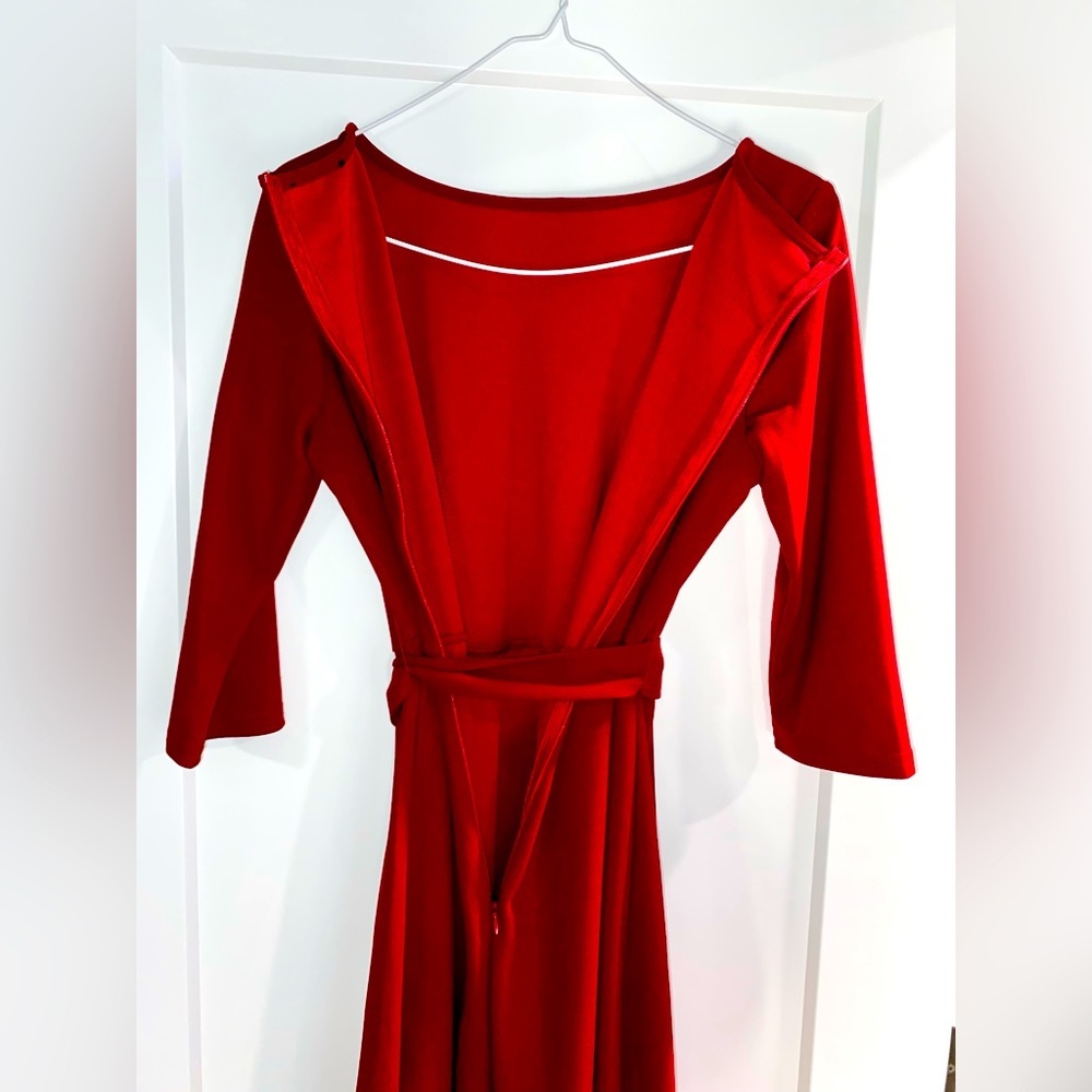 SIMPLY ELEGANT Brand | Women’s Red Dress with Asymmetrical Lengths | Size S - Picture 7 of 11